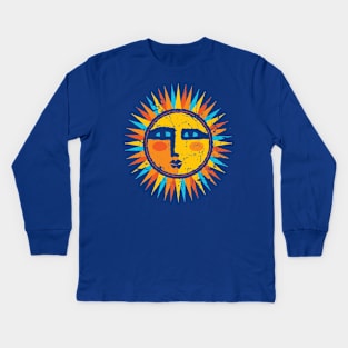 Bright Happy Sunburst Kids Long Sleeve T-Shirt